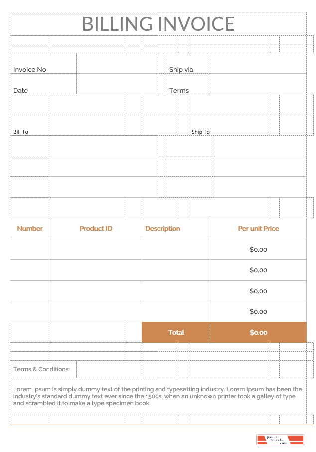 Editable Billing Invoice Template PSD template